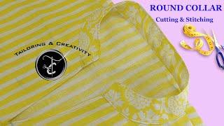 round collar cutting | collar neck cutting and stitching #collarcutting #sewingtutorial