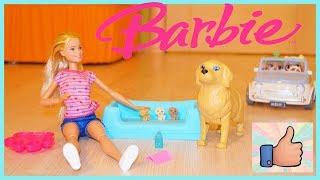 Распаковка игрушки BARBIE Собака рожает! Новая кукла с собакой и щенками Беременная собачка  у БАРБИ