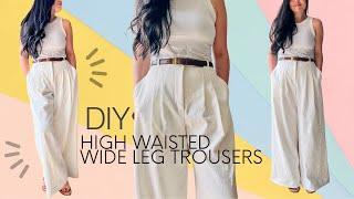 DIY High Waisted Wide Leg Trousers | Sew along