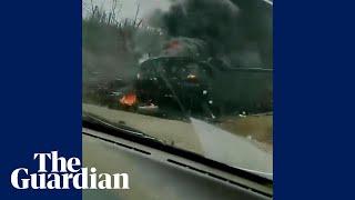 Footage appears to show British Challenger 2 tank destroyed in combat in Ukraine