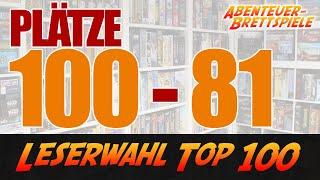 Plätze 100 bis 81 der Leserwahl Top 100 Brettspiele - Abenteuer-Brettspiele.de