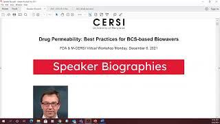 Drug Permeability: Best Practices for BCS-based Biowaivers (December 6, 2021)