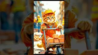 Hardworking Orange Cat Takes Over Construction Site! ️ #TooCuteToWork