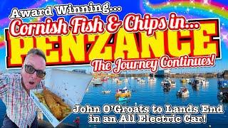 Award Winning CORNISH FISH AND CHIPS in PENZANCE on the way to LANDS END in an ALL ELECTRIC EV CAR!