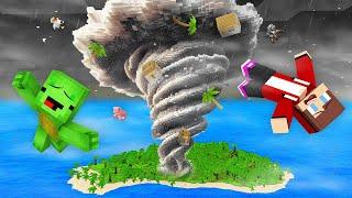 Mikey & JJ Survive The Tornado On The Island in Minecraft (Maizen)