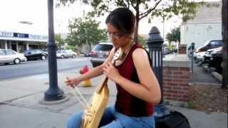 Street Musician playing a Medieval Vielle