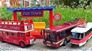 city transport trolley bus, a tram toys for boys, videos for kids