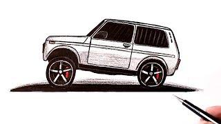 How to draw a Niva car from the side