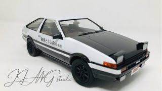 【Car model build/汽車模型製作 】How to build Toyota AE86 step by step Initial D