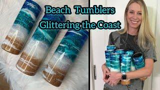 Epoxy Beach Tumbler Tutorial with Alcohol Inks and Epoxy Additive. KCC Glitter and KS Resin Epoxy