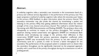 SHARP Spectrum Harvesting with ARQ Retransmission and Probing in Cognitive Radio