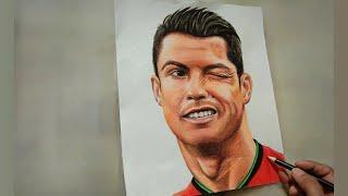 Hyper realistic Ronaldo Time Lapse | How to draw Ronaldo Portrait