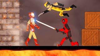 Ironman vs Deadpool and Wolverine on Lava in People Playground