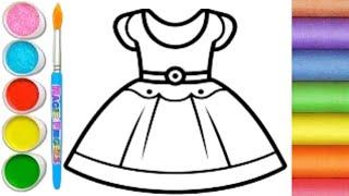 Frock Drawing,Painting and Coloring for Kids and Toddlers ll Easy Drawing for Girls