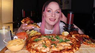 MUKBANG | Домашняя пицца с форелью, чоризо, лосось | trout pizza, chorizo, salmon не ASMR