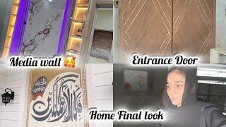 Alhamdullilah ️|| Entrance Door Final look || Media wall Design || Bushraaltafvlog