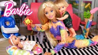 Familia Barbie y Ken Rutinas de Mañana y Noche con Nueva Bebe