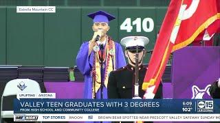 Valley teen graduates with three degrees