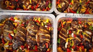 Tasty oven grilled Tilapia and banku party bulk cooking for 15 to 20 people