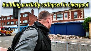 Partial building collapse on Great Homer Street Liverpool