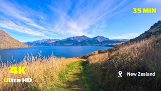 Virtual Running Video 4K - Treadmill workout Queenstown Jacks Pt - Virtual Run - Scenery New Zealand