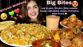 Eating Veg Biriyani,Chicken Tikka Masala,GulabJamun,ASMR Eating Show,Big Bites,Messy Eating,Mukbang