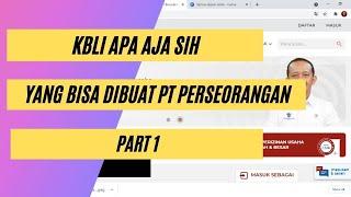 KBLI APA AJA SIH YANG BISA BUAT PT PERSEORANGAN??? PART 1