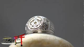 925 Sterling Silver Antique Masonic Ring Master Freemason Square and Compass