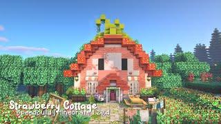 let's build this cute Strawberry Cottage in Minecraft  with CIT resource pack! speedbuild 1.20.4