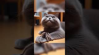 The gray cat wants to be Spiderman. #shorts #cat #funny #trending