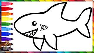 Cómo Dibujar Un Tiburón  Dibuja y Colorea Un Lindo Tiburón Arcoiris  Dibujos Para Niños