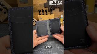 Making “Bramble V3.0” mini-wallet “Minerva” veg tan leather Black color & Purple stitch