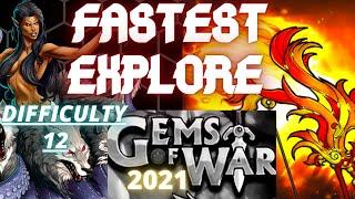 The Fastest Difficulty 12 Explore team in the world | Gems of War 2021 | Nysha Medal farming