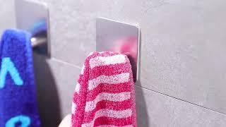 Wall Organizing Bathroom // YIGII Adhesive Towel Hooks For Bathroom KS021-4