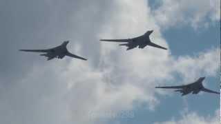 Tu-22 Tu-95 Tu-160 Fly over Russian Air Force 100th Anniversary Air Show 2012