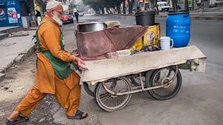 HARDWORKING OLDMAN SELLING BREAKFAST ON THE ROADSIDE | STREET FOOD PAKISTAN | BABA G BREAKFAST