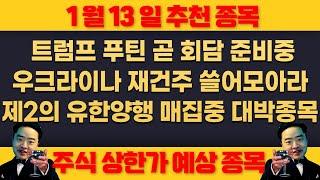 25년 1월13일 월요일 추천종목 - 트럼프 푸틴 곧 회담 준비중 초대박 아닌가 , 재건주 쓸어모아라,제2의 유한양행 매집 같이 한번 해보자 !!!