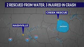 3 injured after vehicle crashes into Jackson County creek