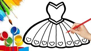How to draw cute and easy Dress | Easy Drawing, Painting and Coloring for Kids