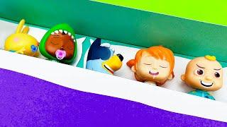 Ten in the Bed Song | Pretend Play with Peppa Pig, CoComelon & Bluey Toys | Nursery Rhymes for Kids