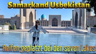 Samarkand Usbekistan / Reifen geplatzt vor den seven Lakes