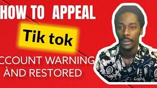 How to Appeal  Tiktok - Account Warning - Restored