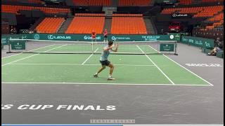 Carlos Alcaraz Awesome Practice Points vs Bautista Agut (Davis Cup 2024 | Court Level View)