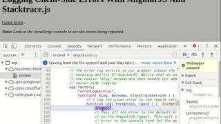 Logging client side errors with angularjs