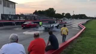 Hellcat races Jon Kaase powered F350 Must see.