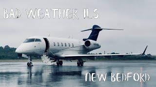 4K | Pilot's View | Bad Weather ILS Approach at New Bedford