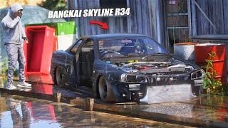 RESTORASI BANGKAI MOBIL SKYLINE GTR R34 LANGKA TERBENGKALAI BERTAHUN TAHUN DI GTA 5 ROLEPLAY !!!