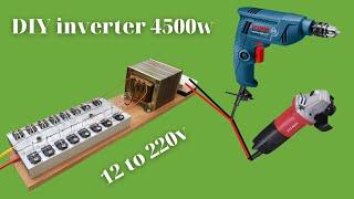 How to make a simple inverter 4500w, 16 transistor d718, No IC