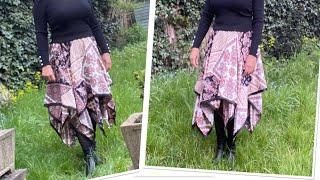 TRENDY DOUBLE HANDKERCHIEF SKIRT //Cutting & Stitching.