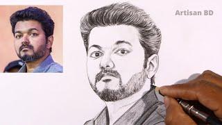 Draw of Sketches of Actor Vijay | easy pencil sketch